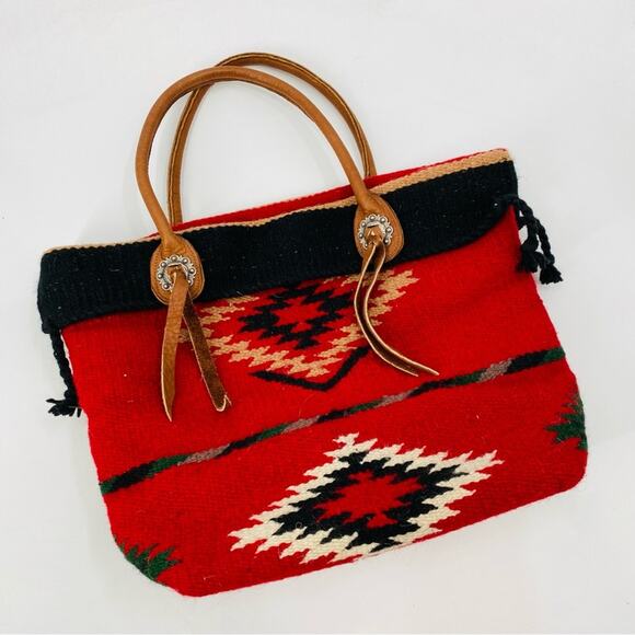 ❤️ Southwestern red wool tote bag - Picture 1 of 4